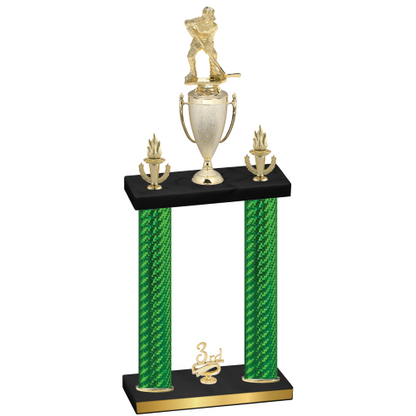 Double Green Carbon Fiber Third Place Hockey Trophy