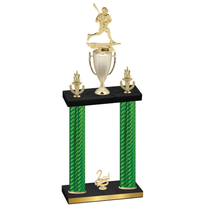 Double Green Carbon Fiber Second Place Lacrosse Trophy
