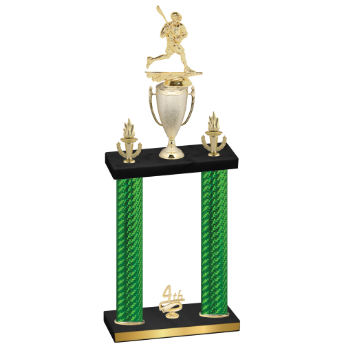 Double Green Carbon Fiber Fourth Place Lacrosse Trophy