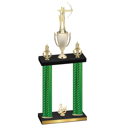 Double Green Carbon Fiber Third Place Archery Trophy