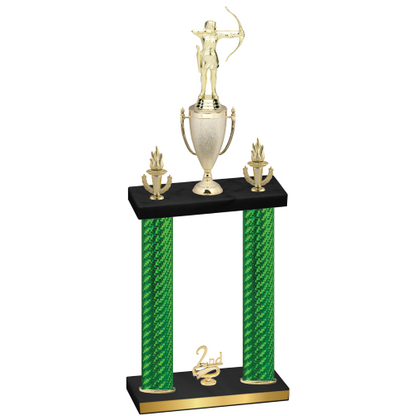 Double Green Carbon Fiber Second Place Archery Trophy