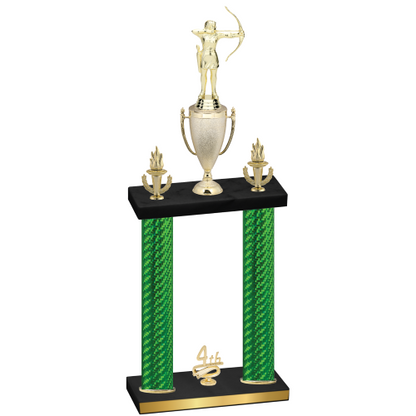 Double Green Carbon Fiber Fourth Place Archery Trophy
