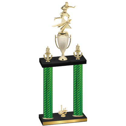 Double Green Carbon Fiber First Place Flag Football Trophy