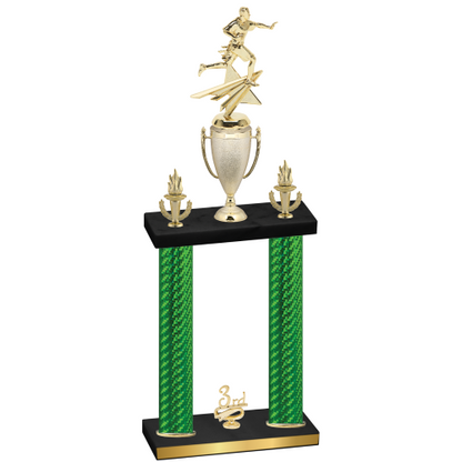 Double Green Carbon Fiber Third Place Flag Football Trophy