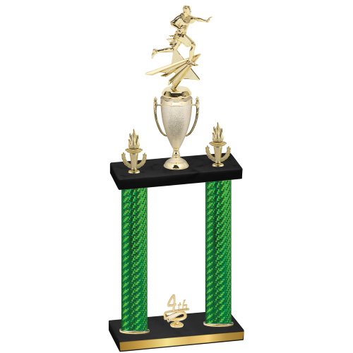 Double Green Carbon Fiber Fourth Place Flag Football Trophy