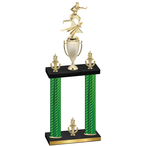 Double Green Carbon Fiber Victory Flag Football Trophy