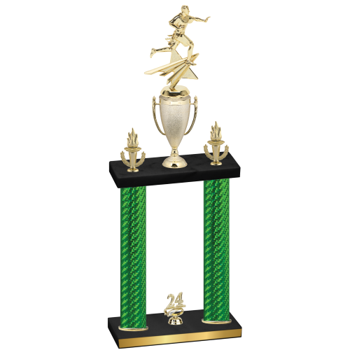 Double Green Carbon Fiber Year Flag Football Trophy