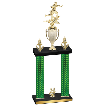 Double Green Carbon Fiber Year Flag Football Trophy
