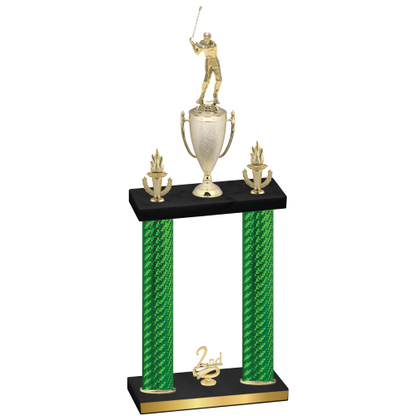 Double Green Carbon Fiber Second Place Golf Trophy
