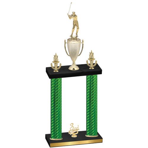 Double Green Carbon Fiber Third Place Golf Trophy