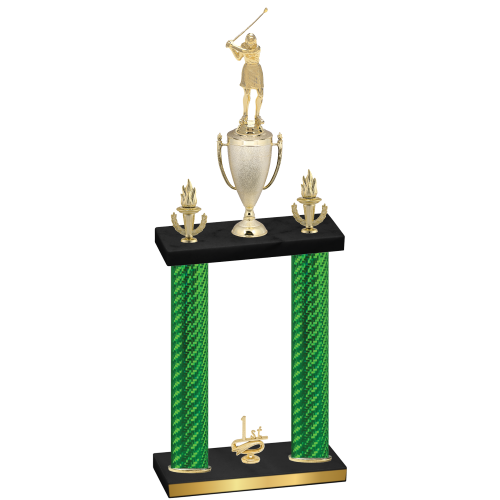 Double Green Carbon Fiber First Place Golf Trophy