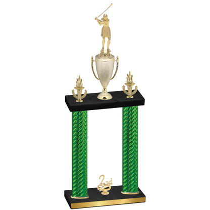 Double Green Carbon Fiber Second Place Golf Trophy