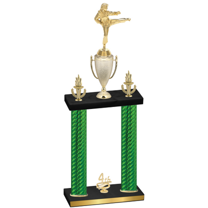 Double Green Carbon Fiber Fourth Place Karate Trophy