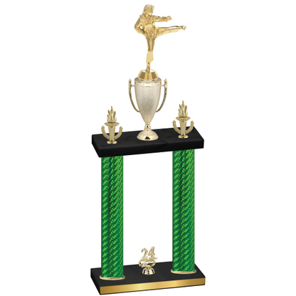 Double Green Carbon Fiber Year Karate Trophy