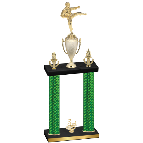 Double Green Carbon Fiber Third Place Karate Trophy