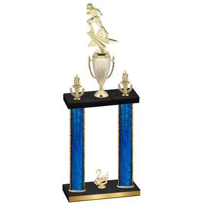 Double Blue Glacier Second Place Football Trophy