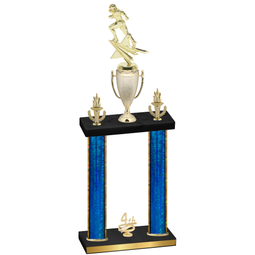 Double Blue Glacier Fourth Place Football Trophy
