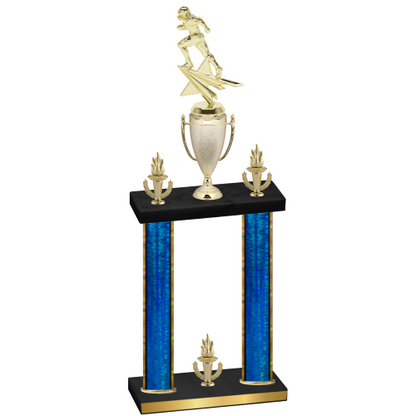 Double Blue Glacier Victory Football Trophy