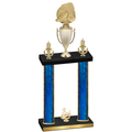Double Blue Glacier Third Place Soccer Trophy
