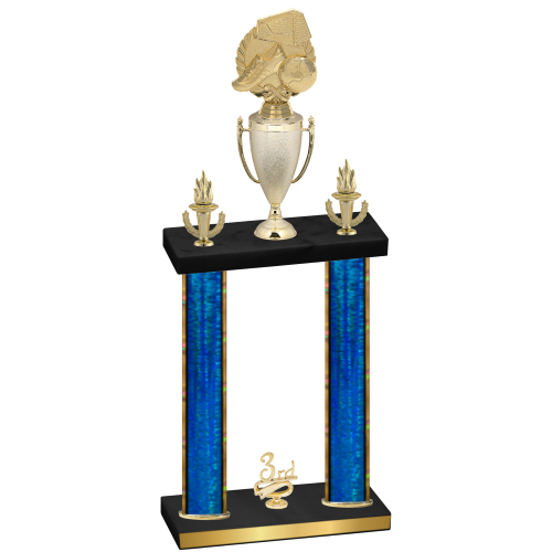 Double Blue Glacier Third Place Soccer Trophy