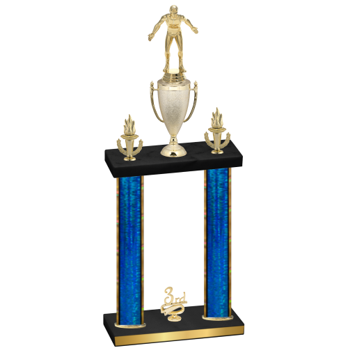 Double Blue Glacier Third Place Wrestling Trophy