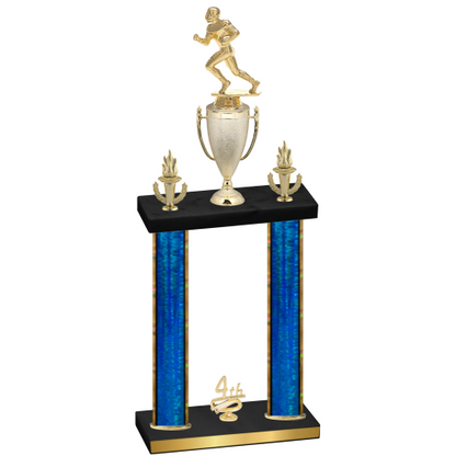 Double Blue Glacier Fourth Place Football Trophy