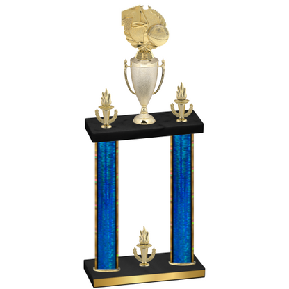 Double Blue Glacier Victory Basketball Trophy