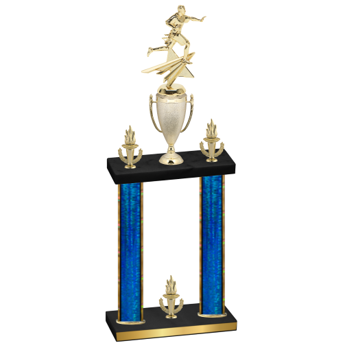 Double Blue Glacier Victory Flag Football Trophy