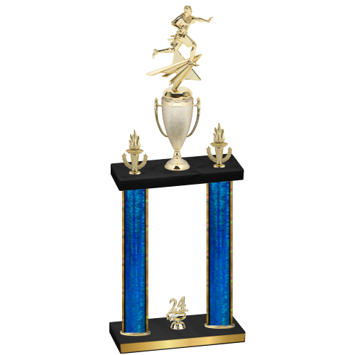 Double Blue Glacier Year Flag Football Trophy