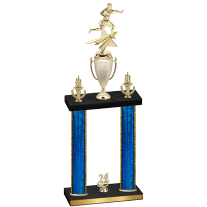 Double Blue Glacier Year Flag Football Trophy