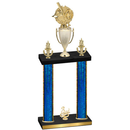 Double Blue Glacier Third Place Baseball Trophy