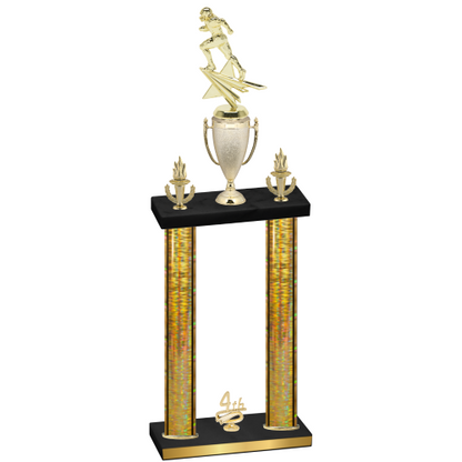 Double Gold Glacier Fourth Place Football Trophy