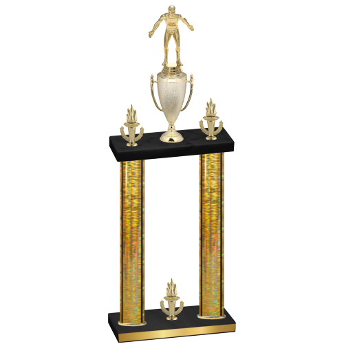 Double Gold Glacier Victory Wrestling Trophy