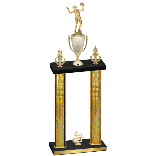 Double Gold Glacier Fourth Place Volleyball Trophy