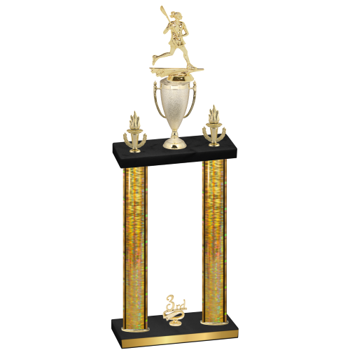 Double Gold Glacier Third Place Lacrosse Trophy