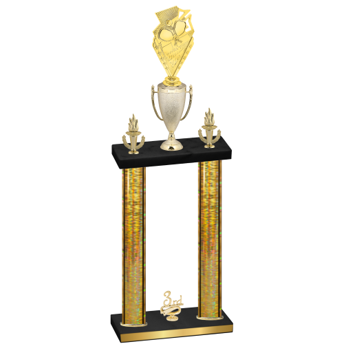 Double Gold Glacier Third Place Pickleball Trophy