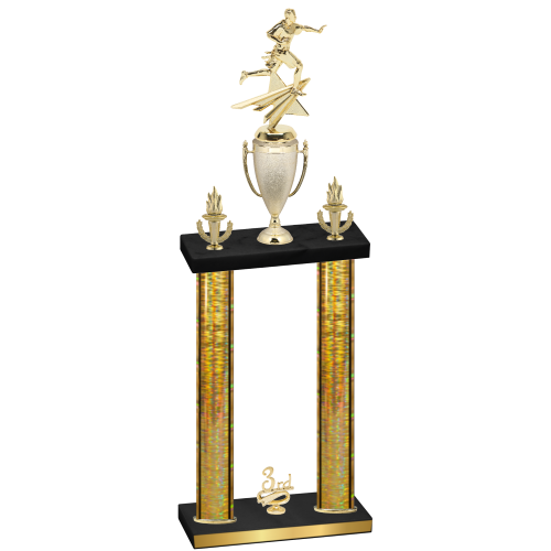Double Gold Glacier Third Place Flag Football Trophy