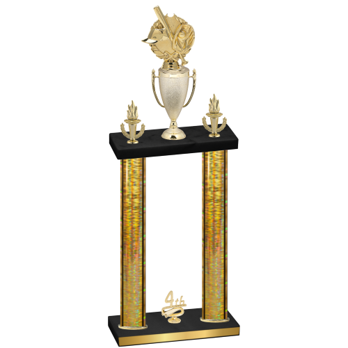 Double Gold Glacier Fourth Place Baseball Trophy