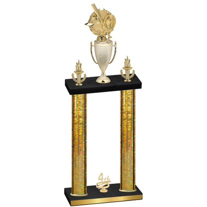 Double Gold Glacier Fourth Place Baseball Trophy
