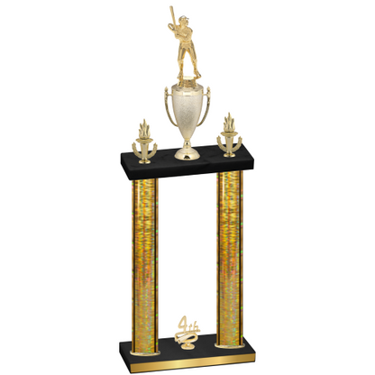 Double Gold Glacier Fourth Place Baseball Trophy