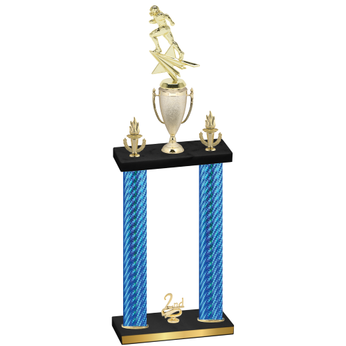 Double Blue Carbon Fiber Second Place Football Trophy