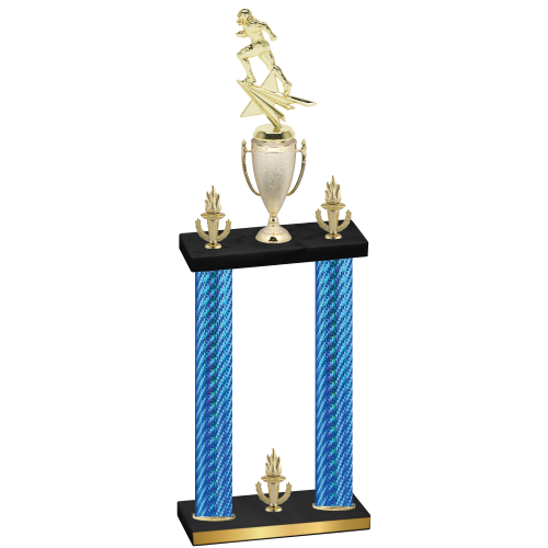 Double Blue Carbon Fiber Victory Football Trophy