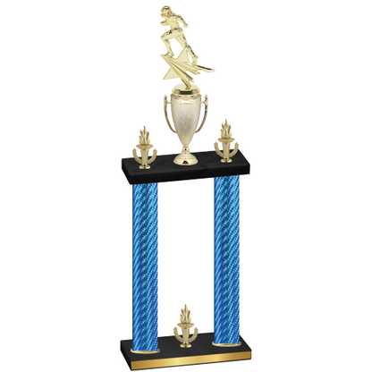 Double Blue Carbon Fiber Victory Football Trophy