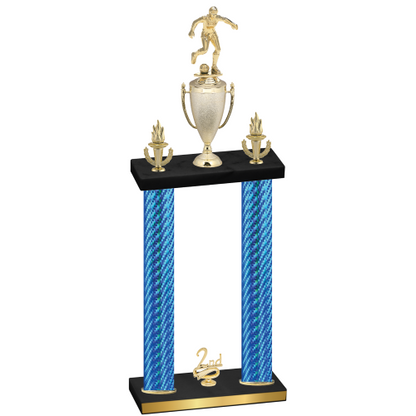 Double Blue Carbon Fiber Second Place Soccer Trophy