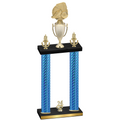 Double Blue Carbon Fiber Year Soccer Trophy