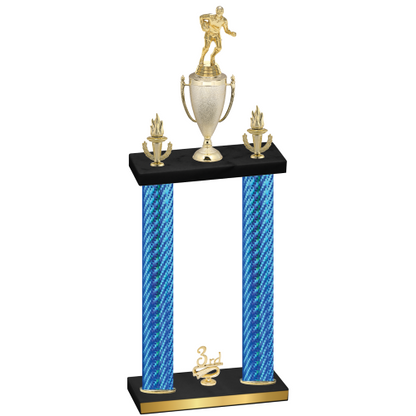 Double Blue Carbon Fiber Third Place Rugby Trophy