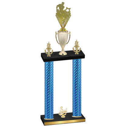 Double Blue Carbon Fiber Third Place Rugby Trophy