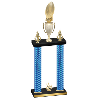 Double Blue Carbon Fiber Second Place Football Trophy