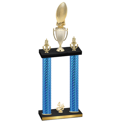Double Blue Carbon Fiber Fourth Place Football Trophy
