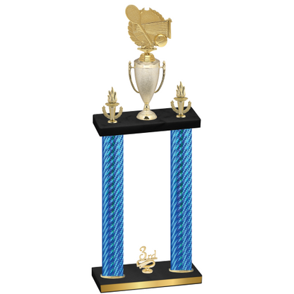 Double Blue Carbon Fiber Third Place Tennis Trophy